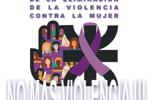 mano deteniendo la violencia con el logo de la utn que viste una banda violeta