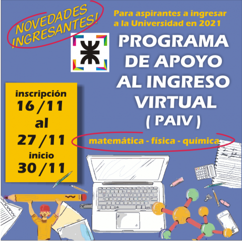 imagen con muchos elementos de un escritorio de un estudiante y datos del programa de apoyo