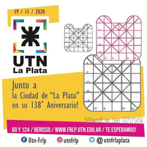 Flyer con el mapa de la ciudad y el logo UTN