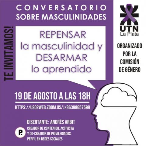 imagen de texto sobre un conversatorio de masculinidades