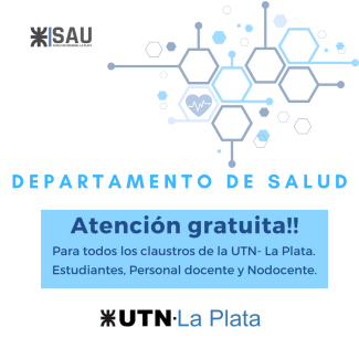 Aviso Departamento de Salud UTN FRLP: atención gratuita para estudiantes, docentes y no docentes.