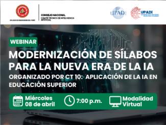 Portada webinar sobre modernización de programas académicos mediante inteligencia artificial.