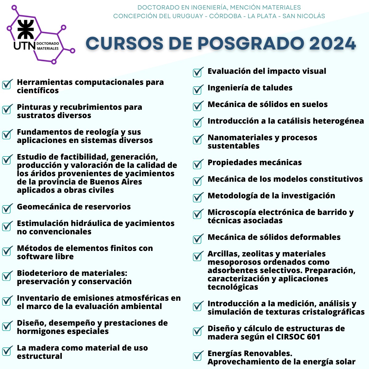 cursos doctorado mención materiales